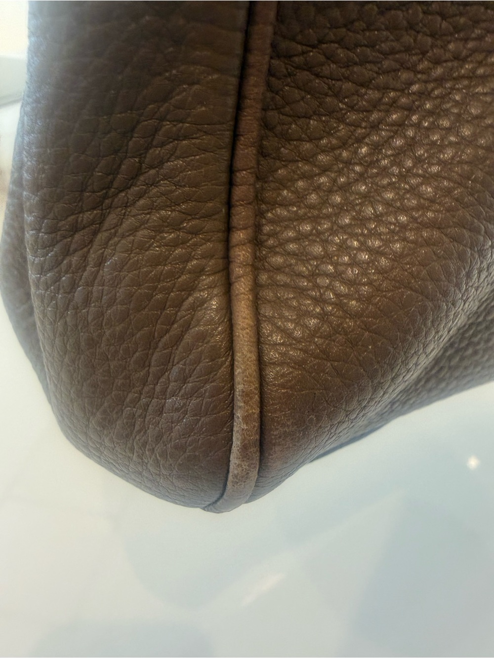 Gucci Brown Pebbled Leather Bamboo-Handle Satchel - Picture 6 of 9